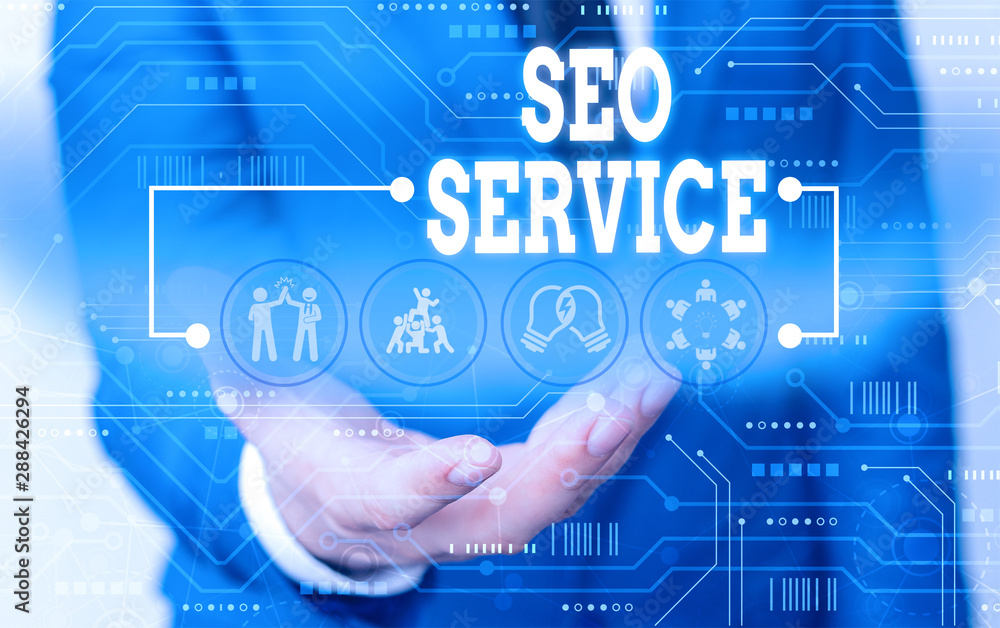 Poster handwriting text writing seo service. conceptual photo techniques and procedures to increase the web