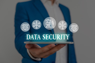 Text sign showing Data Security. Business photo showcasing Confidentiality Disk Encryption Backups...