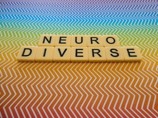Bright rainbow zig zag pattern background sign with the word 