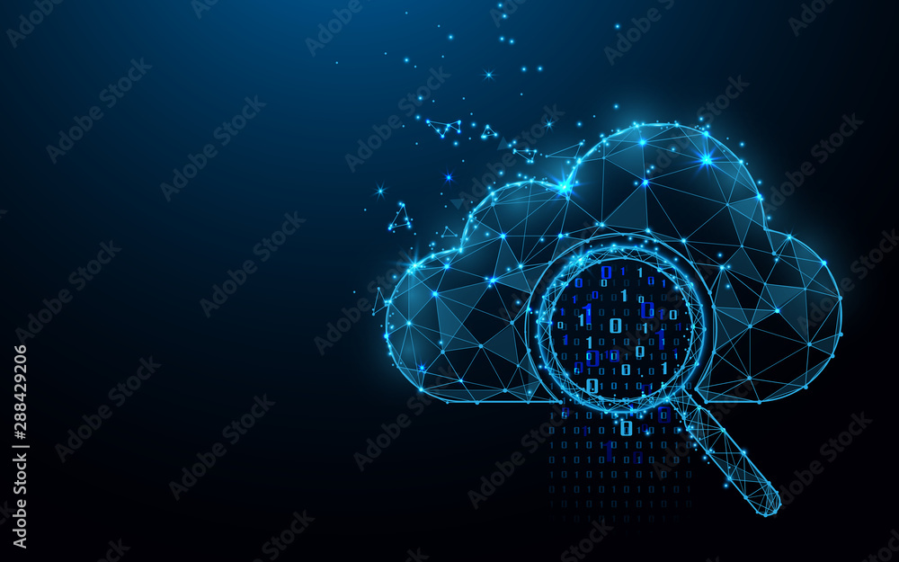Aufkleber cloud online storage technology concept. big data data information exchange available. magnifying gl