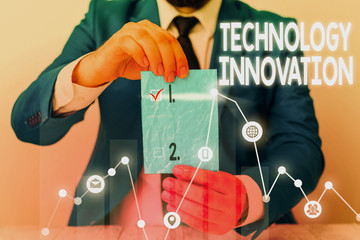 Conceptual hand writing showing Technology Innovation. Concept meaning significant technological...