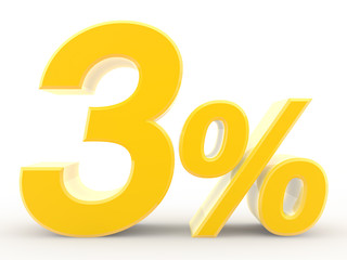3 percent on white background illustration 3D rendering