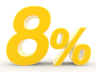 8 percent on white background illustration 3D rendering