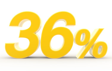 36 percent on white background illustration 3D rendering
