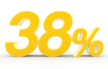 38 percent on white background illustration 3D rendering