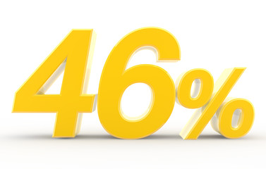 46 percent on white background illustration 3D rendering