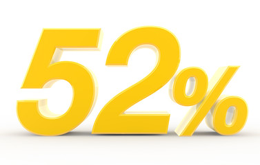 52 percent on white background illustration 3D rendering
