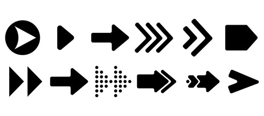 Set of vector arrows. Arrows Black vector on white background. Arrow vector icon. Arrow icon. Arrows Collection