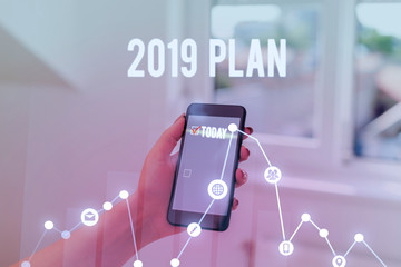 Conceptual hand writing showing 2019 Plan. Concept meaning setting up your goals and plans for the...