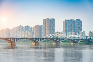 Naklejka premium Three Bridges of the Min River, Leshan City, Sichuan Province, China