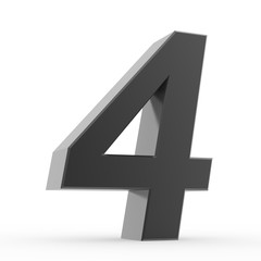 Obraz premium Number 4 black collection on white background illustration 3D rendering