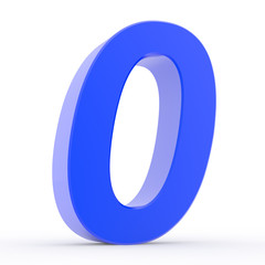 Number 0 blue collection on white background illustration 3D rendering