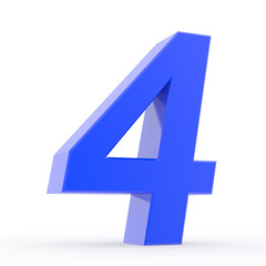 Fototapeta premium Number 4 blue collection on white background illustration 3D rendering