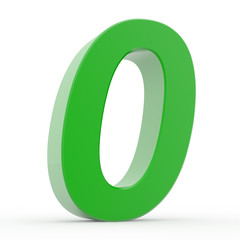 Number 0 green collection on white background illustration 3D rendering