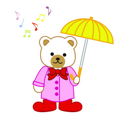 雨の日のかわいいくまの女の子