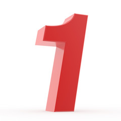 Number 1 red collection on white background illustration 3D rendering