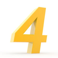 Obraz premium Number 4 yellow gold collection on white background illustration 3D rendering