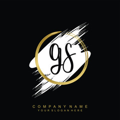 GS initials handwriting logo, with brush template and brush circle