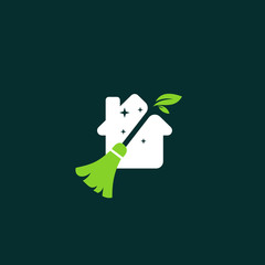 House Cleaning Service Simple Icon Logo Design Template Element Vector