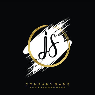 J initials handwriting logo, with brush template and brush circle