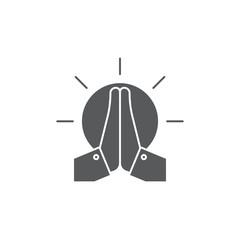 Praying hands vector icon symbol isolated on white background