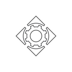 Setting gear and arrows vector icon symbol isolated on white background