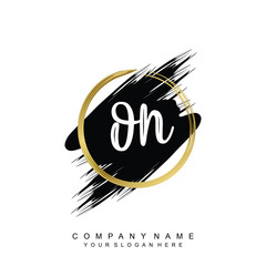 ON initials handwriting logo, with brush template and brush circle