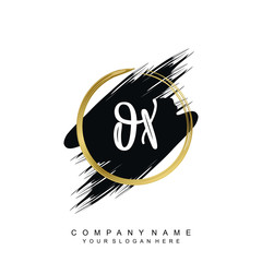OX initials handwriting logo, with brush template and brush circle