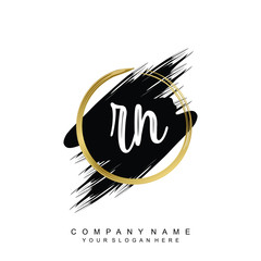 RN initials handwriting logo, with brush template and brush circle
