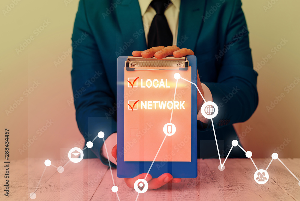Poster handwriting text local network. conceptual photo intranet lan radio waves dsl boradband switch conne