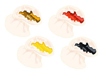 steamed stuff bun,dim sum and chinese cuisine on white background vector illustration