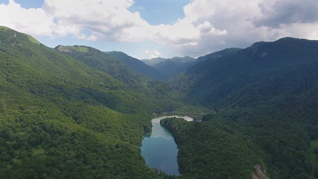 Aerial view on Lake Biograd (Biogradsko jezero), Montenegro, 4k