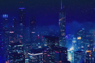 Fototapeta premium Cityscape at nightlight in Chicago,USA