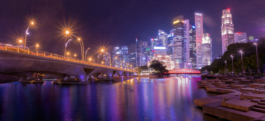 Obraz premium Singapore city skyline,City scape Building in Singapore., Singapore city skyline at Marina bay cityscape by night