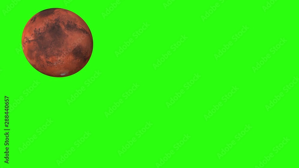 Poster red planet mars rotating and zooming in on green screen or chroma key.front surface view. can be use
