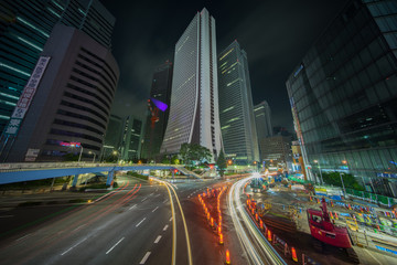Fototapeta na wymiar Tokyo traffic at night
