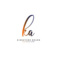 Obraz premium K A KA Initial letter handwriting and signature logo concept design.