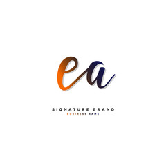 E A EA Initial letter handwriting and  signature logo concept design.