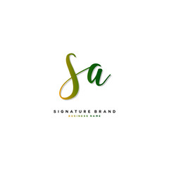 S A SA Initial letter handwriting and  signature logo concept design.
