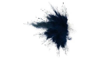 abstract powder splatted background. Black powder explosion on white background. Colored cloud....