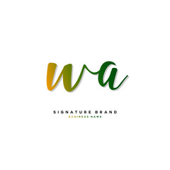 W A WA Initial letter handwriting and  signature logo concept design.