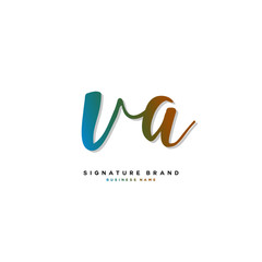 V A VA Initial letter handwriting and  signature logo concept design.