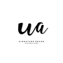 U A UA Initial letter handwriting and  signature logo concept design.