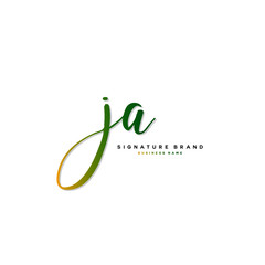 J A JA Initial letter handwriting and  signature logo concept design.
