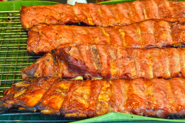  Grilled Pork Ribs Fragrant and delicious Is a pork that is attached to the bone Popular to be grilled is very delicious