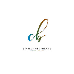 C B CB Initial letter handwriting and  signature logo concept design.