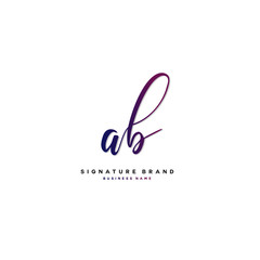 A B AB Initial letter handwriting and  signature logo concept design.