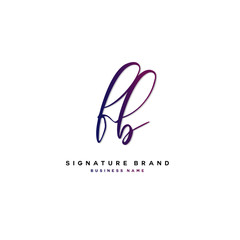 F B FB Initial letter handwriting and  signature logo concept design.