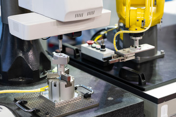 operator inspection high precision part by CMM coordinate measuring machine