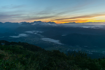 Naklejka na ściany i meble Sunrise above the Hakuba Valley, Nagano prefecture, Japan
